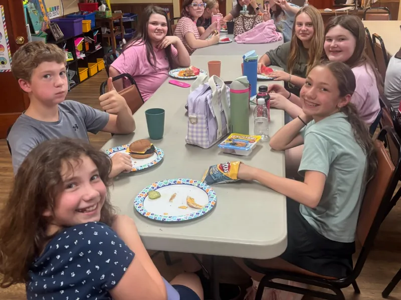Students sitting together over lunch