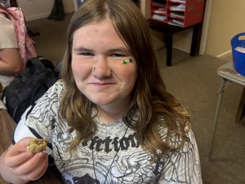 A student with face paint on a special day
